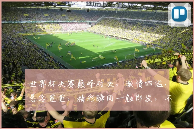世界杯决赛巅峰对决，激情四溢，悬念重重，精彩瞬间一触即发，不容错过
